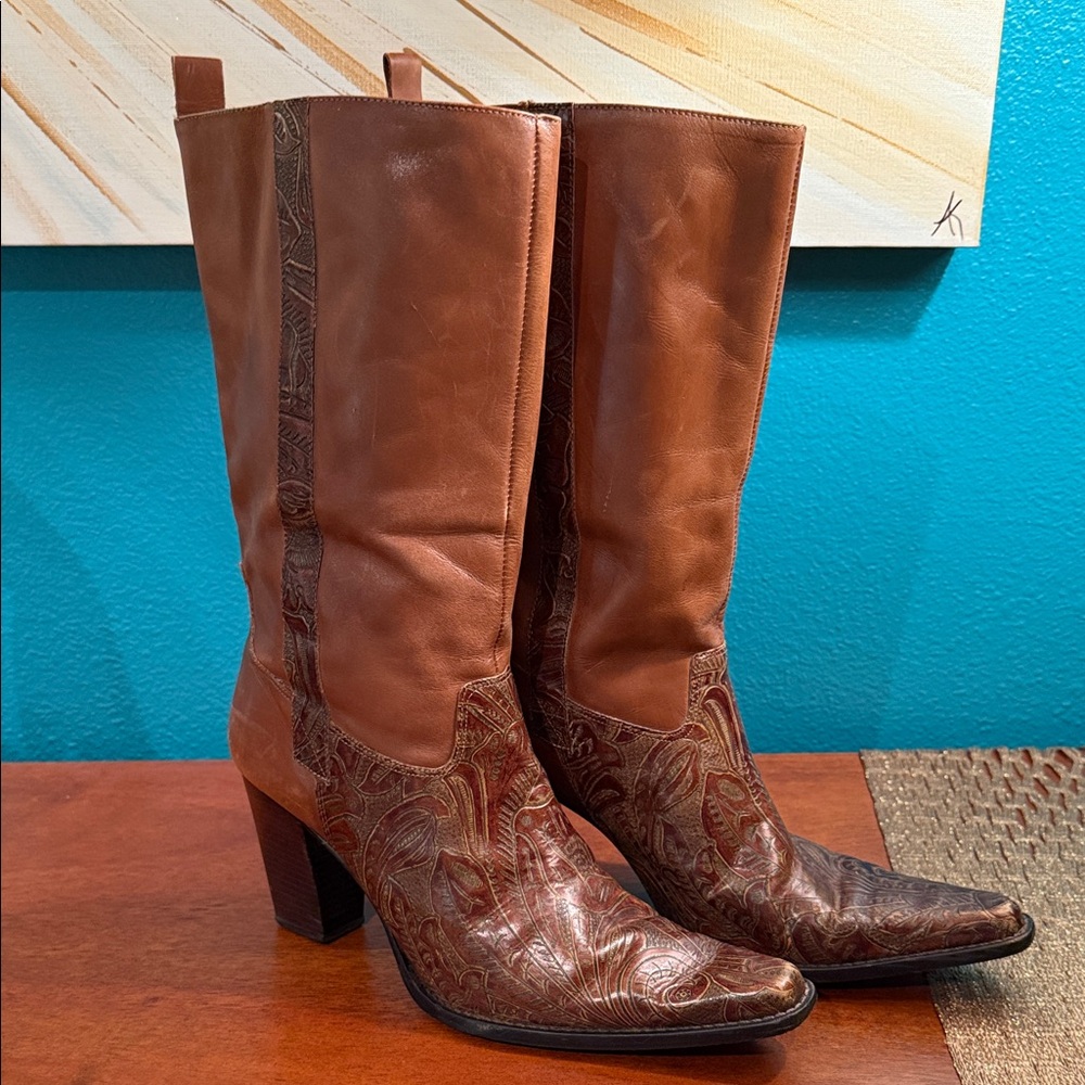 ANTONIO MELANI Tan and Brown Heeled Boots
